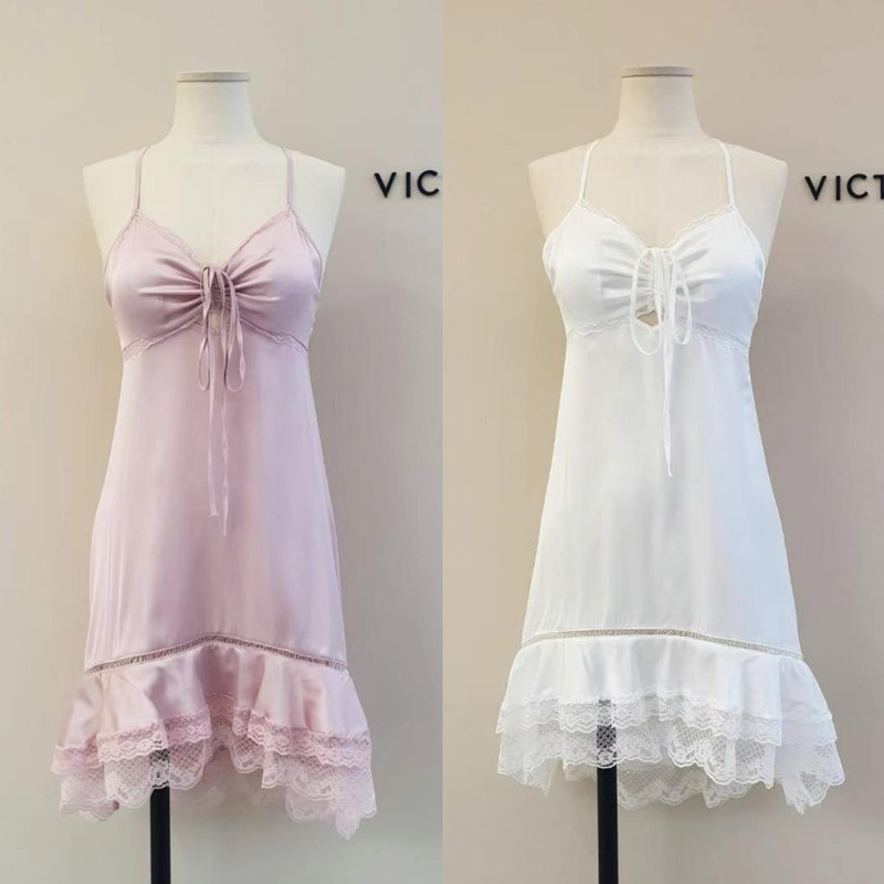 韩国VICTORIA醋酸夏性感吊带睡裙