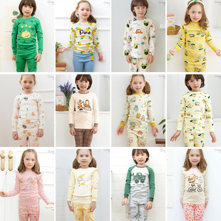 睡衣内衣套装 韩国代购 裤 kids纯棉秋可爱男女孩儿童长袖 家居服 may