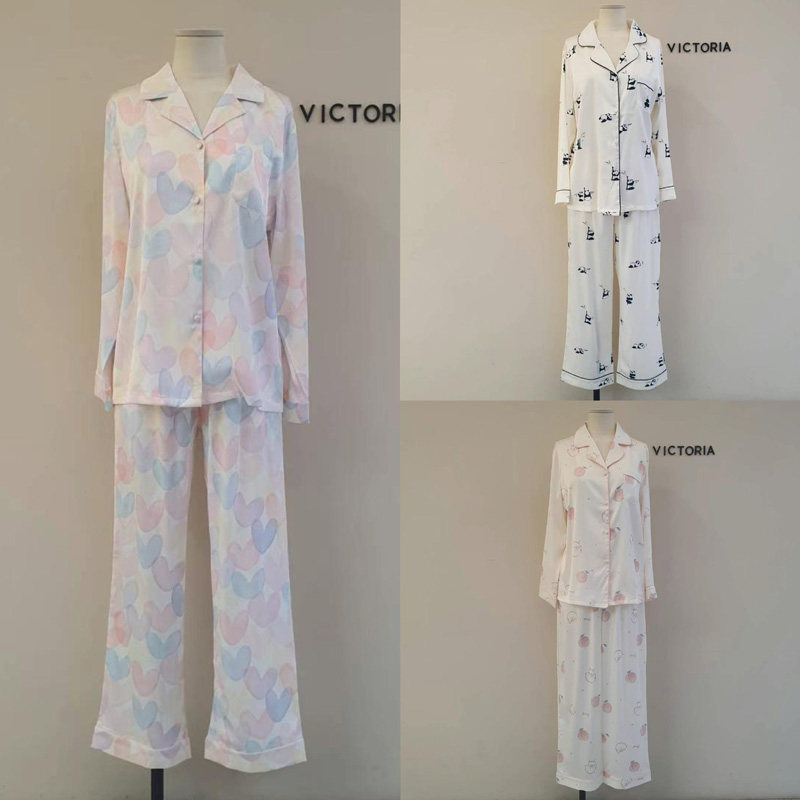 新款长袖可外穿家居服套装睡衣
