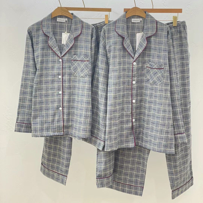 LUNALUZ韩国东大门睡衣秋冬情侣男女磨毛棉复古长袖裤家居服套装