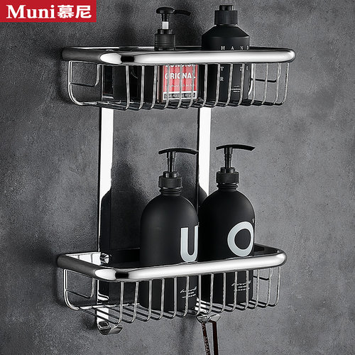 全铜浴室置物架淋浴房加厚双层