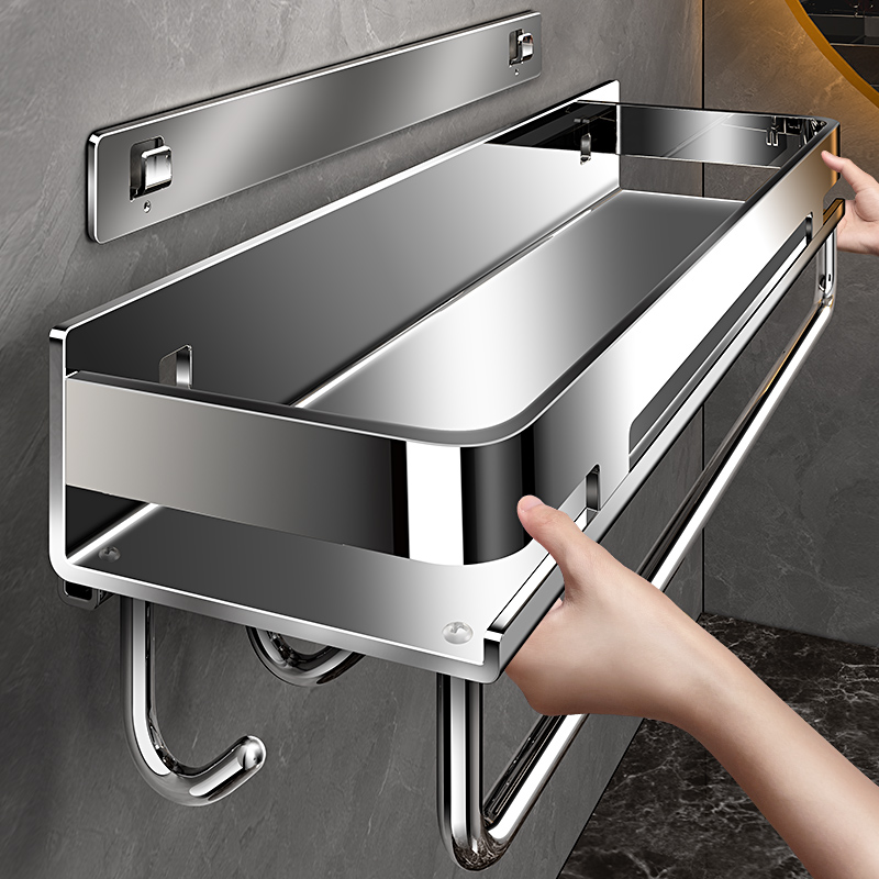 浴室置物架304不锈钢带杆带钩