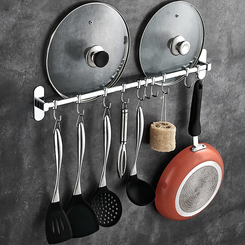 不锈钢挂钩厨房墙壁挂杆免打孔厨卫用品放厨具置物架壁挂五金挂件