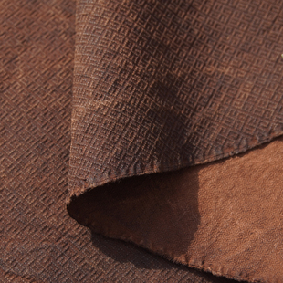 植物染薯莨染太阳晒色深咖中厚纯棉提花土布回纹面料手工染色复古