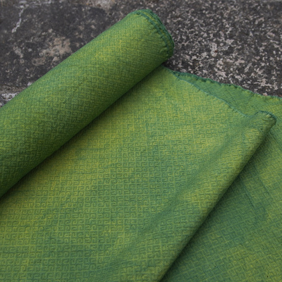 植物染套染绿色万字回纹土布