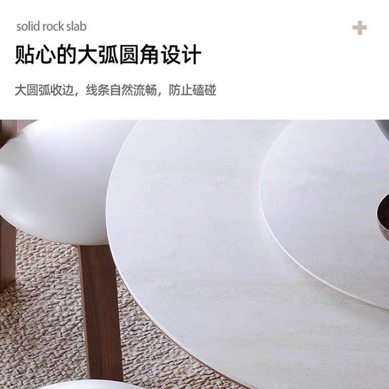 意式黑胡桃木实圆形餐桌家用饭岩桌YTCC复古吃饭桌子古木风板中圆