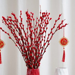 【下单立减30】银柳真花鲜喜庆花卉彩红银柳干花彩色柳枝花卉