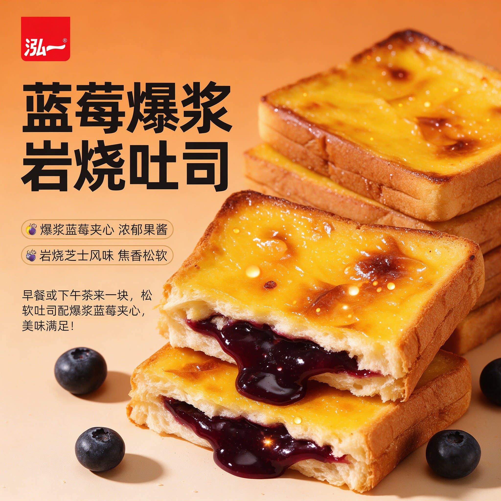泓一岩烧乳酪肉松吐司整箱早餐