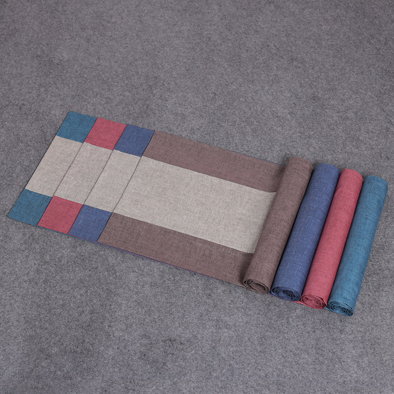 亚麻桌旗纯色茶桌茶旗 复古棉麻桌布 中式现代简约茶道配件茶席布