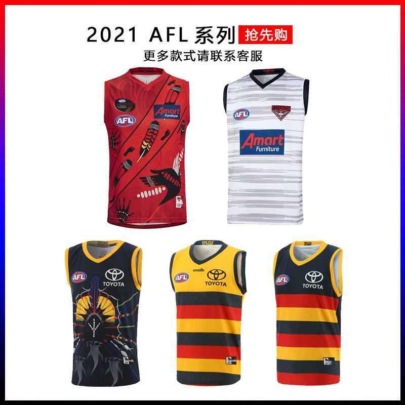 2021 AFL乌鸦主客场 埃森土著版背心橄榄球球服无袖 Rugby j