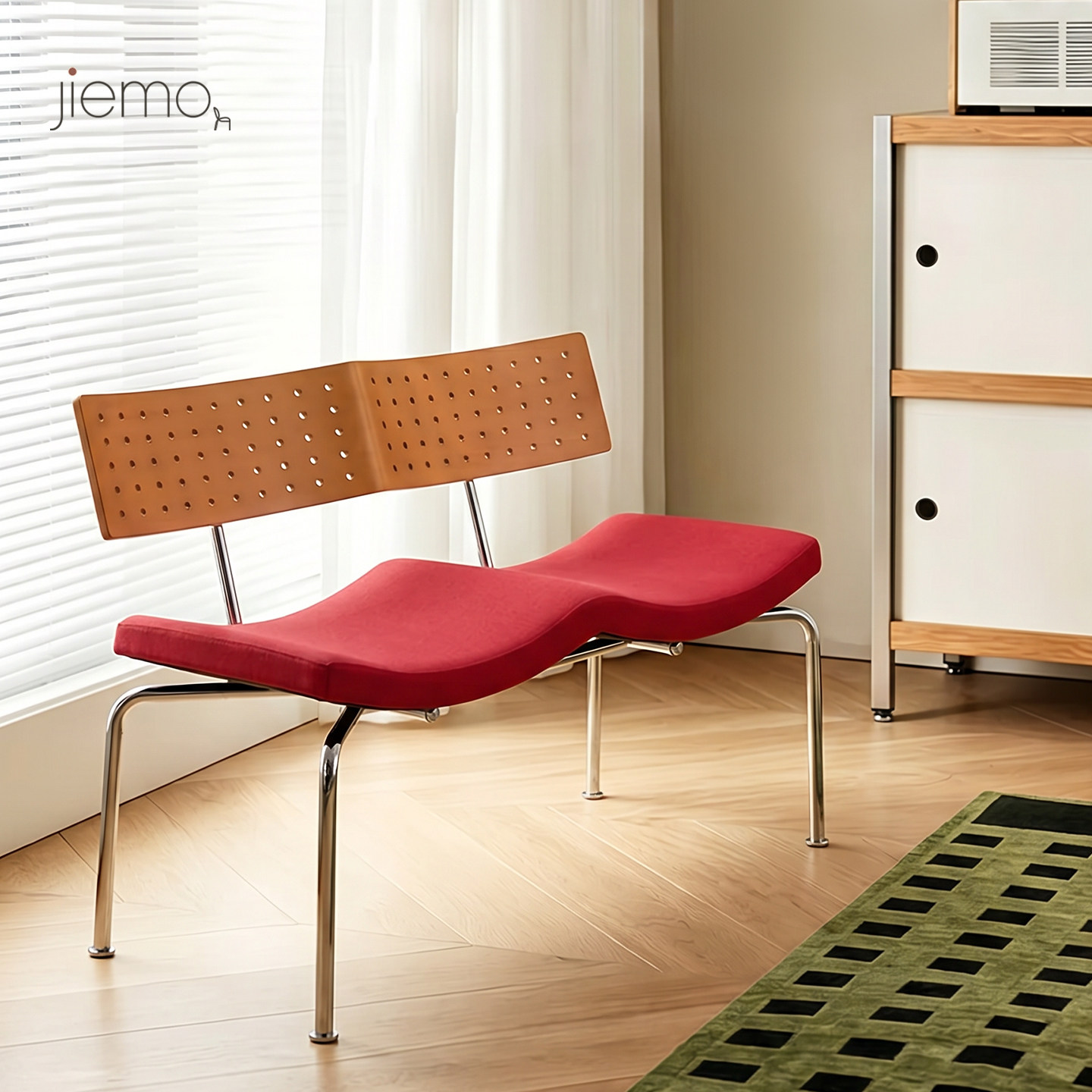 Jiemo | 女王波浪椅 复古包豪斯双人餐椅中古风家用简约换鞋长凳