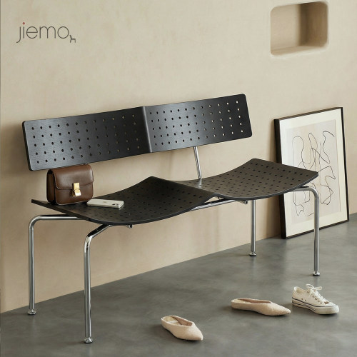 Jiemo | 双人饼干椅 复古包豪斯双人餐椅中古风家用简约换鞋长凳