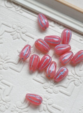 捷克琉璃混色水滴瓜珠 13x8mm手工串珠材料进口捷克珠