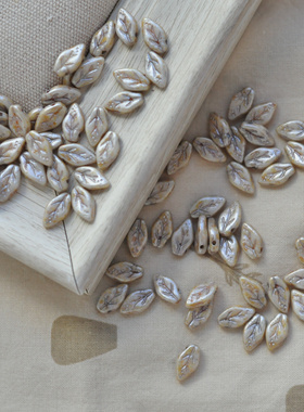 进口捷克珠6*10mm月桂叶珠复古毕加索叶子diy手作饰品配件