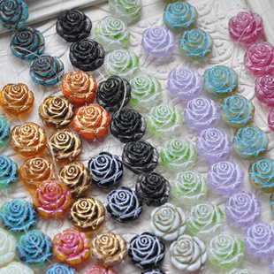 进口捷克珠14mm双面复古玫瑰蔷薇花描金浮雕串珠材料散珠