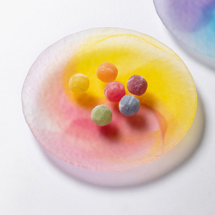 日本水野硝子莫奈印象派干果盘 糖果色水果点心玻璃餐盘 乔迁礼