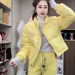 肯豆齐腰羽绒外套2025冬季短款立领小个子女生高级感白鸭绒羽绒服