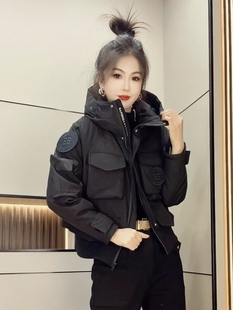 冬季连帽短款派克服滑雪服女生棉衣加厚夹棉冲锋衣保暖羽绒棉服女