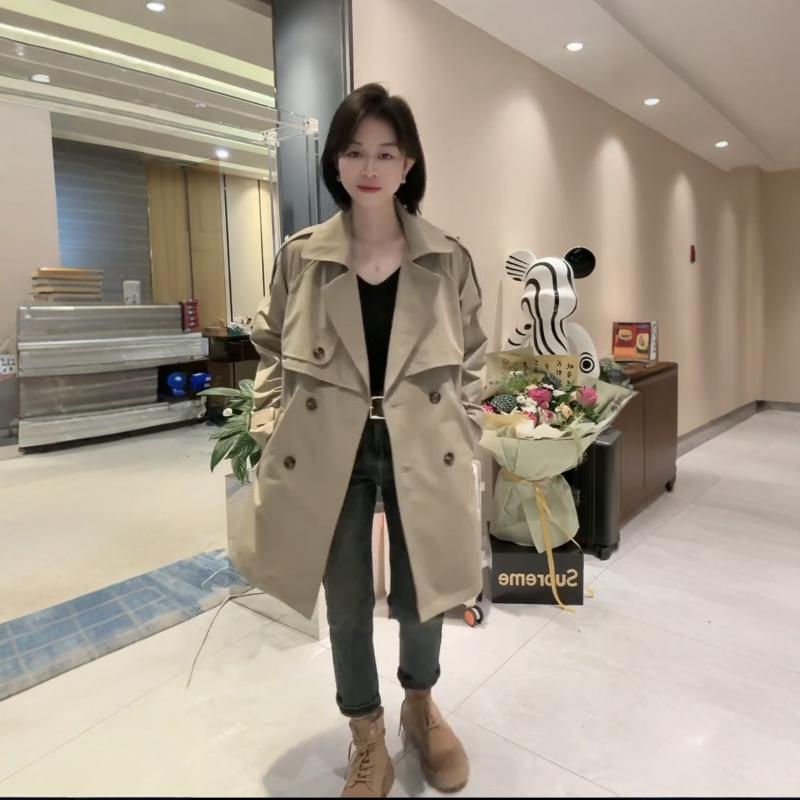 2025春秋季翻领大衣高品质流行中长款流行风衣女洋气百搭长外套