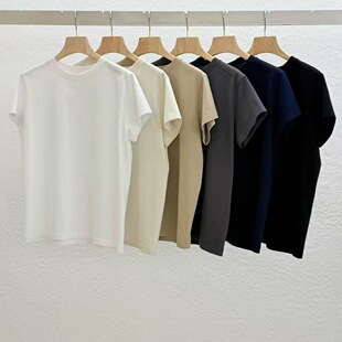 现~2026春季新女芯宝韩国代购statement舒适宽松百搭纯色短袖T恤