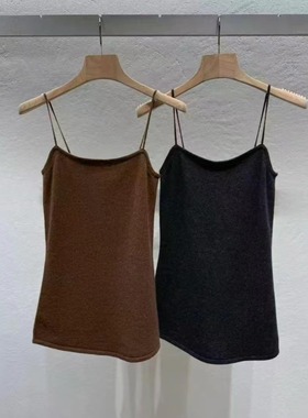 现~2025秋冬新女芯宝韩国代购statement舒适细肩带美利奴吊带背心