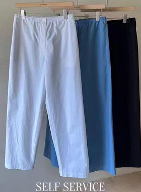 现2025春季新款女芯宝韩国代购self service刺绣松紧腰直筒休闲裤