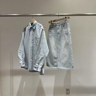 现~2026春季新女芯宝韩国代购statement向日葵牛仔衬衫半身裙套装