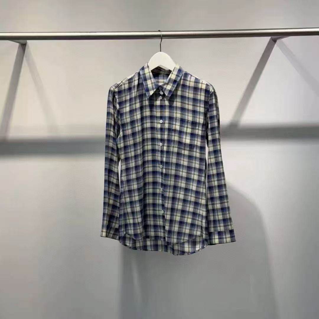 现~2025秋季新款女芯宝韩国代购water/rive舒适复古格纹纽扣衬衫