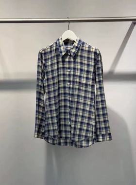 现~2025秋季新款女芯宝韩国代购water/rive舒适复古格纹纽扣衬衫