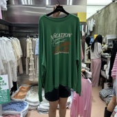 新款 女芯宝韩国代购 RUNWAY时尚 2025夏季 字母印花宽松防晒长袖 T恤