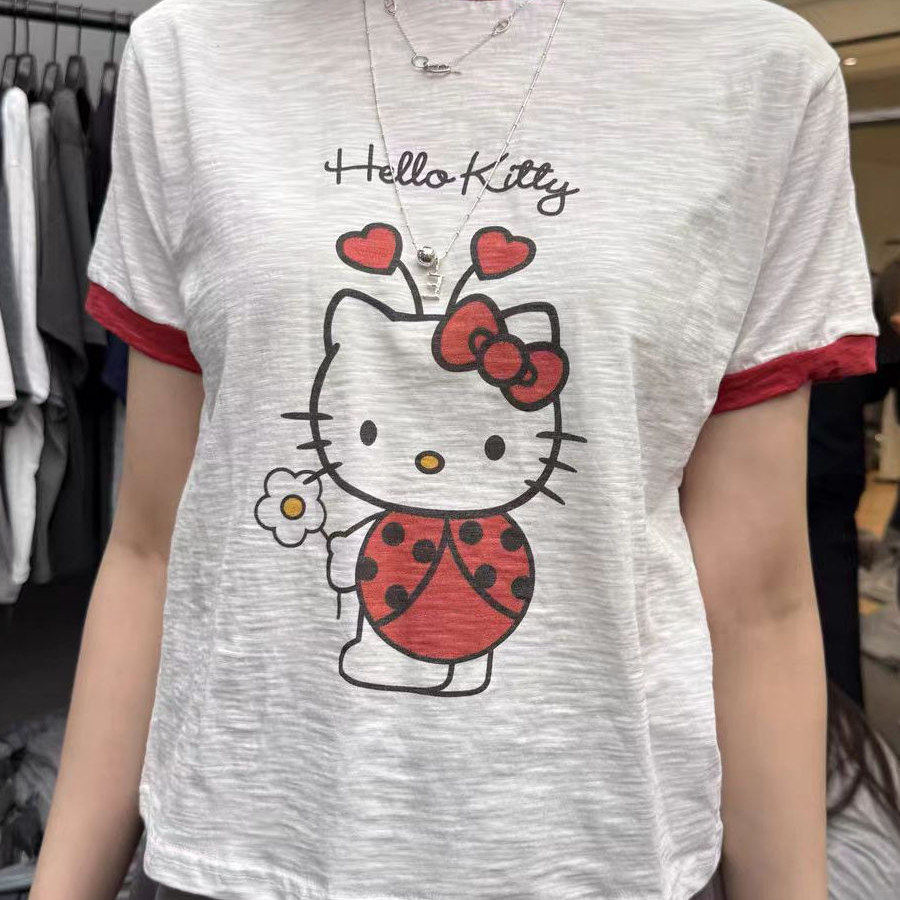 CREDITO通勤百搭KITTY猫短袖T恤