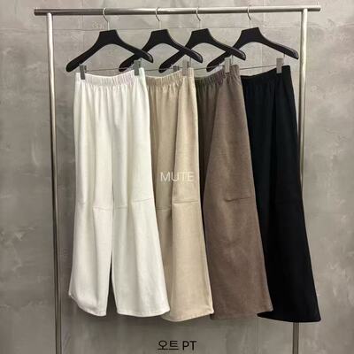 mute百搭加绒保暖直筒纯色休闲裤