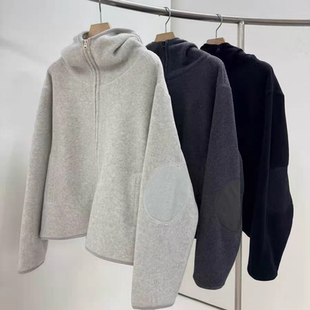 现~2025冬季新女芯宝韩国代购architekt百搭宽松纯色加绒卫衣外套