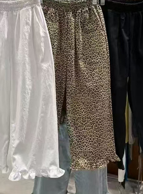 现~2025秋季新女芯宝韩国代购tempting洋气松紧腰直筒花边休闲裤