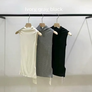 2025冬季新款女芯宝韩国代购vegetable舒适高领纯色修身无袖背心