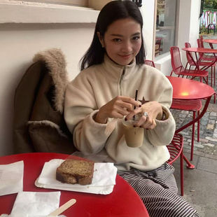 现~2025冬季新女芯宝韩国代购underson星星图案撞色宽松绒面卫衣