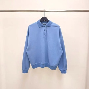 现~2026春季新款女芯宝韩国代购water/river百搭纯色宽松翻领卫衣