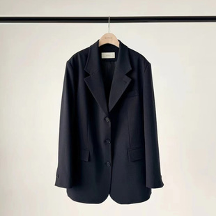 现~2025春夏新款女芯宝韩国代购ounce气质纯色单排扣宽松西装外套