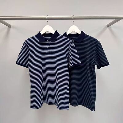 water/river百搭翻领条纹短袖T恤