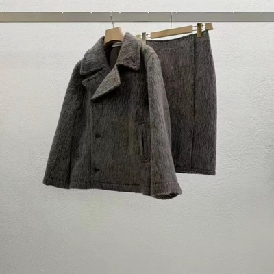 statement舒适羊驼毛大衣半身裙