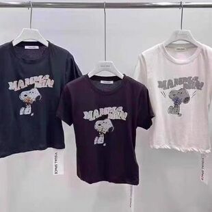 现~2025夏新女芯宝韩国代购visual space百搭修身卡通图案短袖T恤