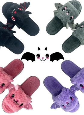 Halloween gray bat funny slippers万圣节灰色蝙蝠搞怪毛绒拖鞋