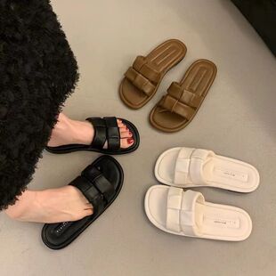 Women's Slippers 2026新款平底一字凉拖鞋外穿高级感软底沙滩鞋