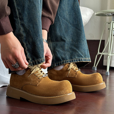 Men's Casual Shoes 2026秋冬米奇大头厚底低帮圆头皮鞋