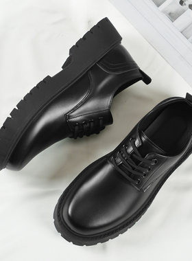Men's Work Shoes 2026秋季商务防水黑色厚底韩版百搭工作皮鞋