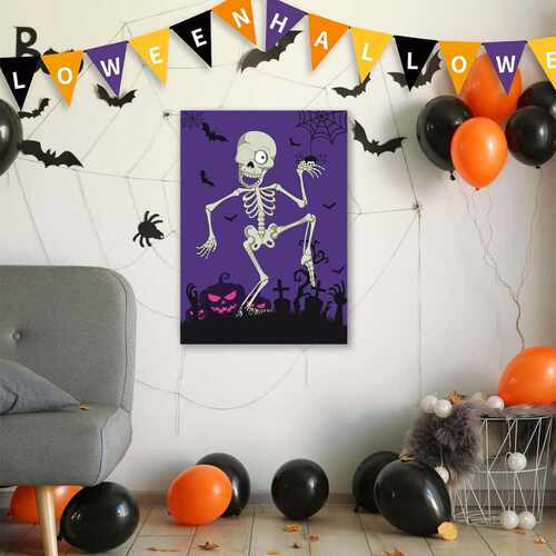 Halloween Purple Skull Poster Set 万圣节紫骷髅海报套装