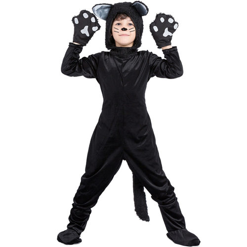 Halloween Black Cat Kids Cosplay Suit 万圣节男童黑猫服