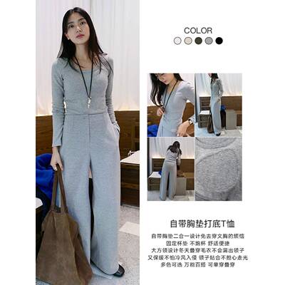 时简 外扩漫画胸 自带胸垫心机方领T 万能百搭叠穿休闲上衣02355