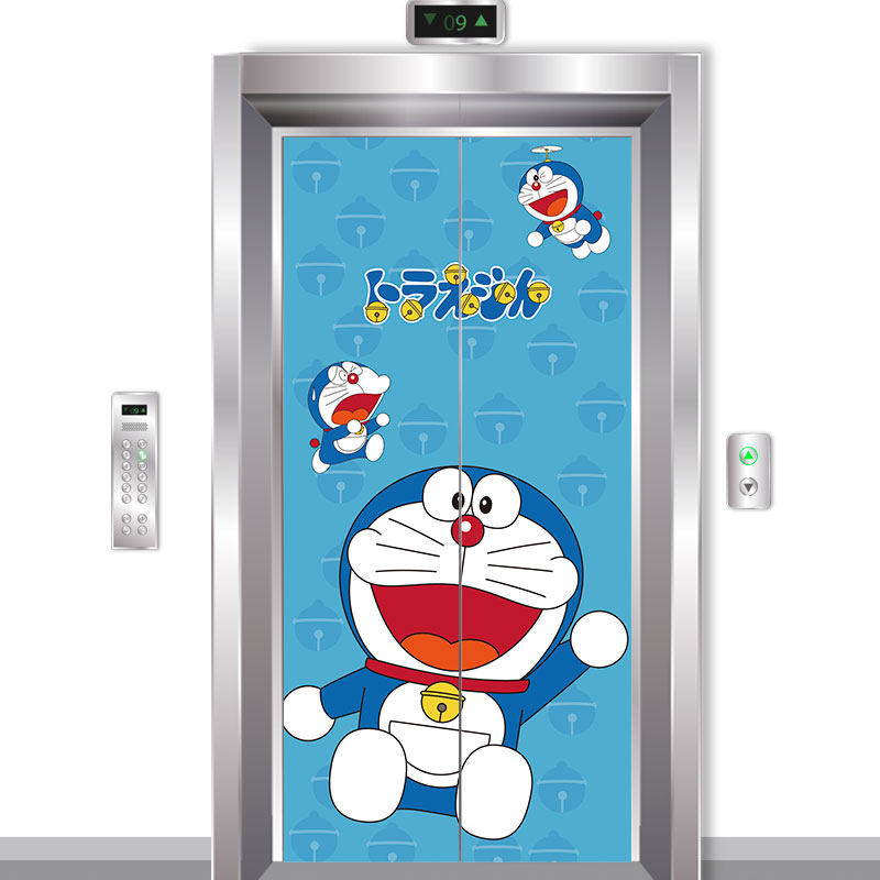 电梯门贴纸装饰创意入户卡通动漫蓝胖子叮当猫翻新自粘美化遮挡画