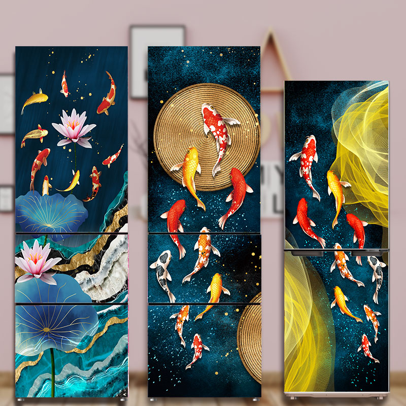 冰箱贴纸现代中式整张侧面翻新